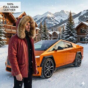 Wilsons Adventure Bound Men's XL Fur Hoodie Full Grain Leather Winter Coat Parka